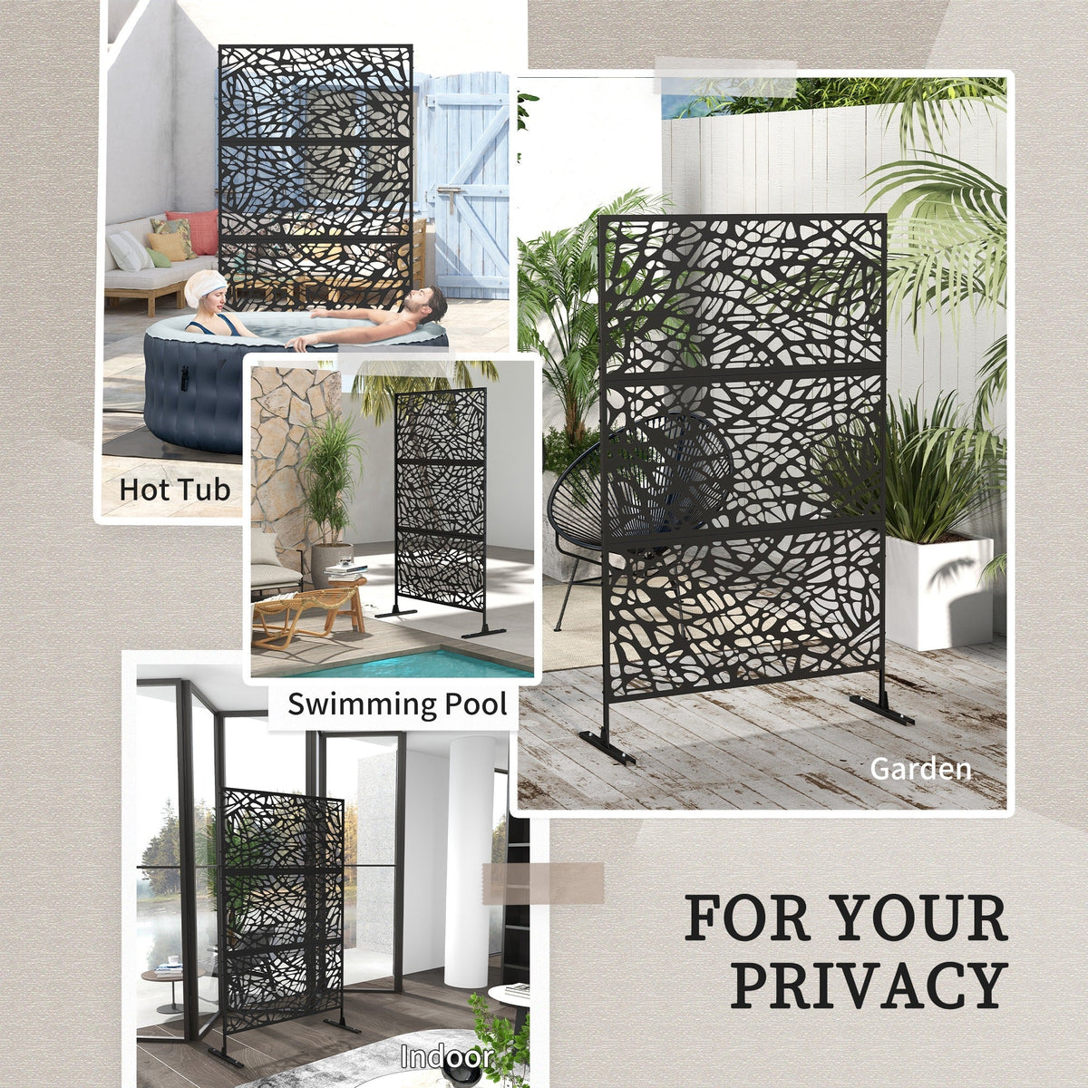 6.5FT Decorative Privacy Screen with Expansion Screws for Garden Pool Hot Tub, Twisted Line Style