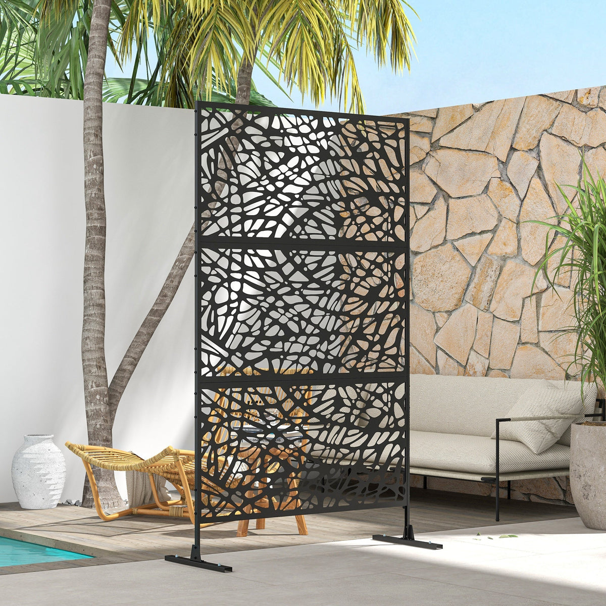 6.5FT Decorative Privacy Screen with Expansion Screws for Garden Pool Hot Tub, Twisted Line Style