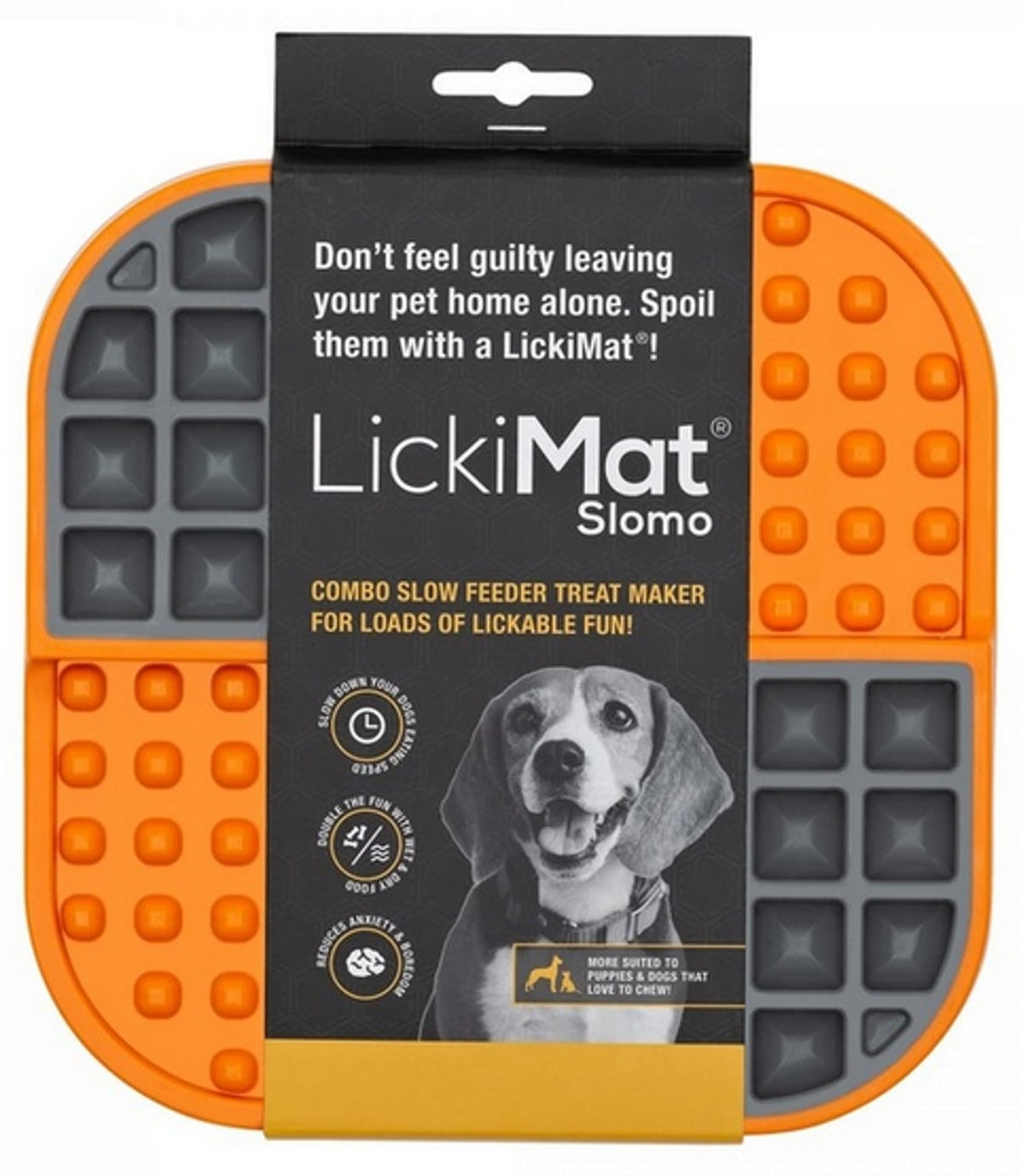LickiMat Slomo Orange Dog Lick Mat Slow Feeder Anxiety Boredom Aid
