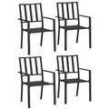 Set of 4 Garden Chairs, Stackable Outdoor Chairs with Metal Slatted Seat & Backrest, for Yard, Garden, Black