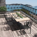 Set of 4 Garden Chairs, Stackable Outdoor Chairs with Metal Slatted Seat & Backrest, for Yard, Garden, Black
