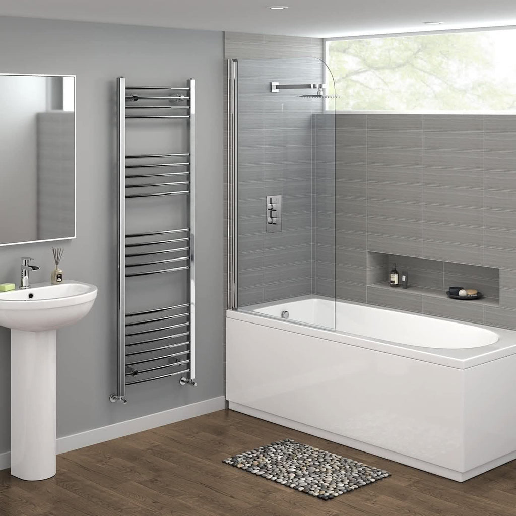 iBathUK Zypher Curved Heated Towel Rail Bathroom Radiator - Chrome