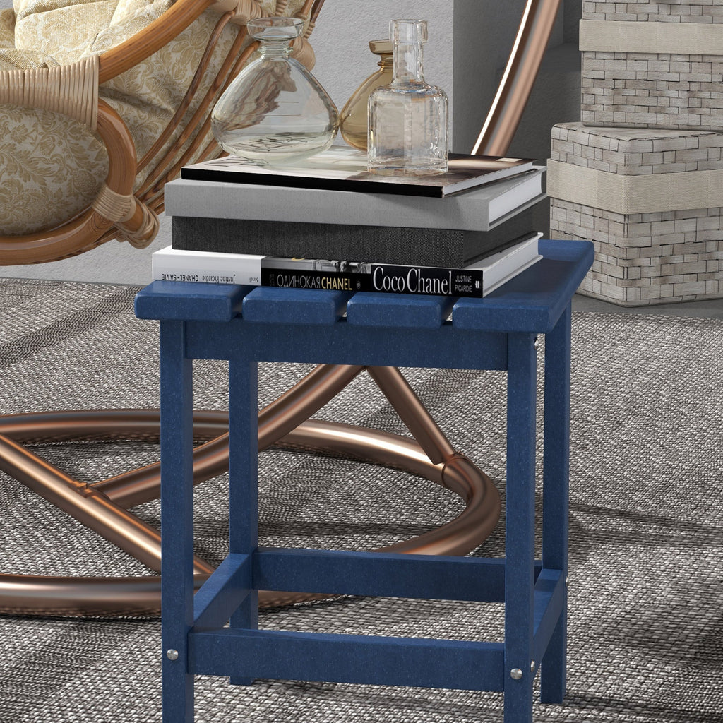 15" Patio Accent Table, Square Coffee Table for Indoor Outdoor, Blue