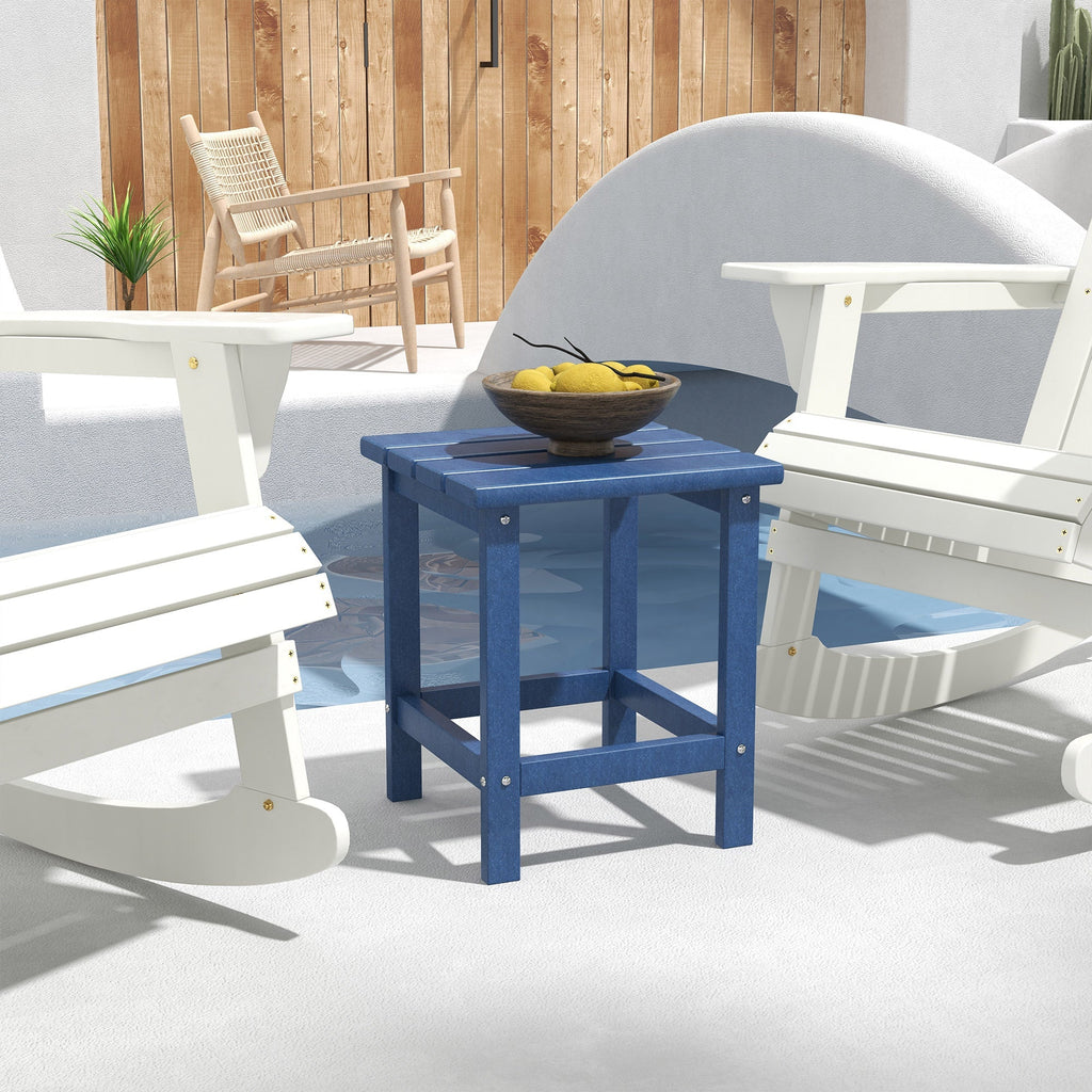 15" Patio Accent Table, Square Coffee Table for Indoor Outdoor, Blue