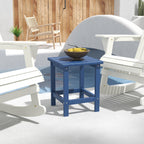 15" Patio Accent Table, Square Coffee Table for Indoor Outdoor, Blue