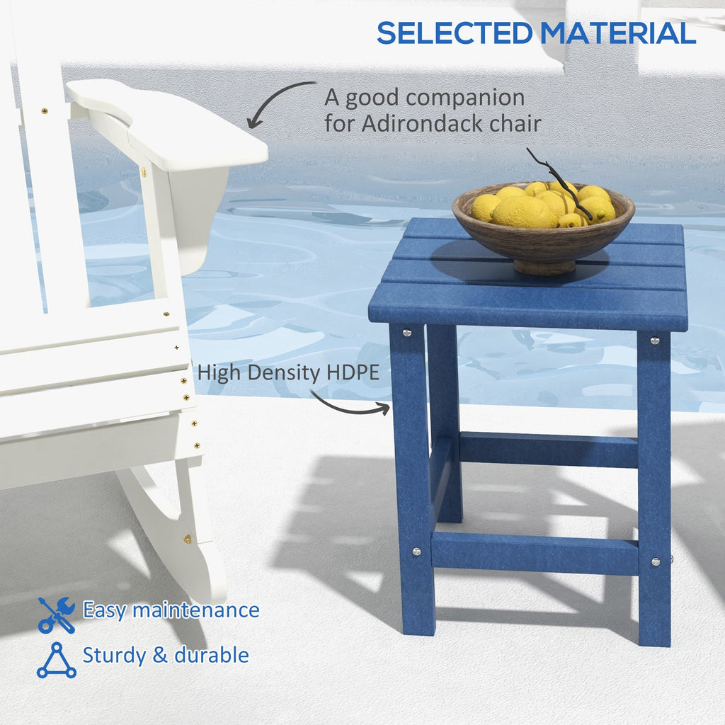 15" Patio Accent Table, Square Coffee Table for Indoor Outdoor, Blue
