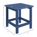 15" Patio Accent Table, Square Coffee Table for Indoor Outdoor, Blue