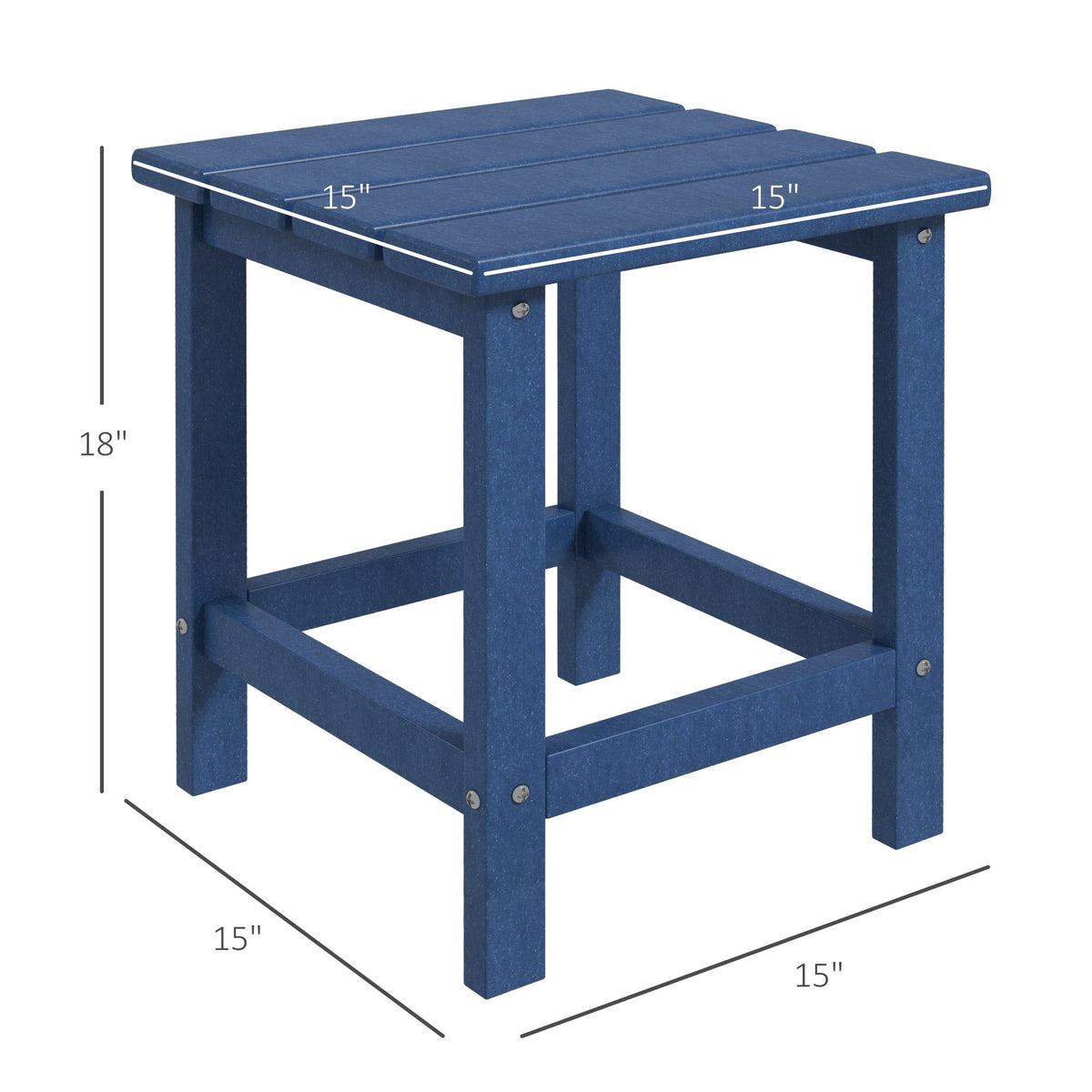 15" Patio Accent Table, Square Coffee Table for Indoor Outdoor, Blue