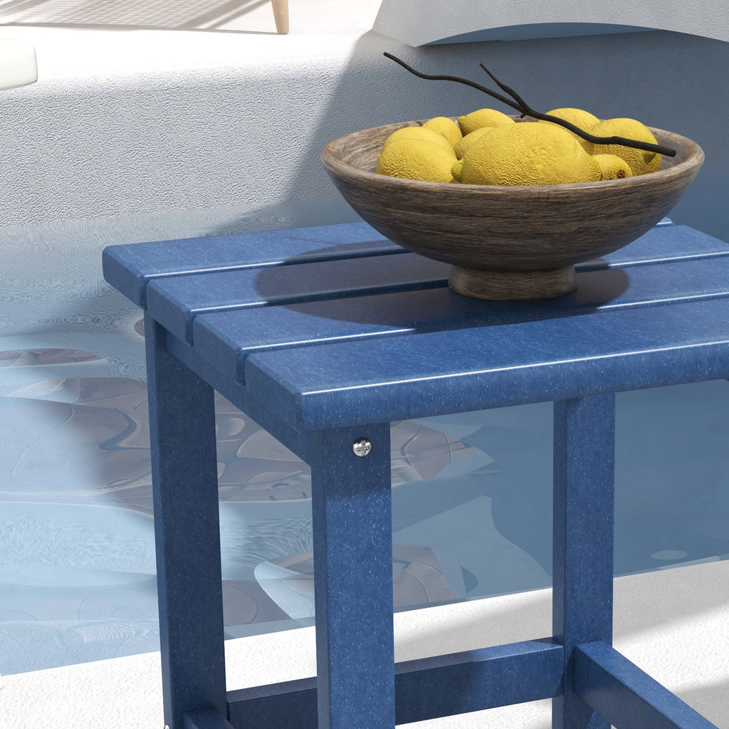 15" Patio Accent Table, Square Coffee Table for Indoor Outdoor, Blue