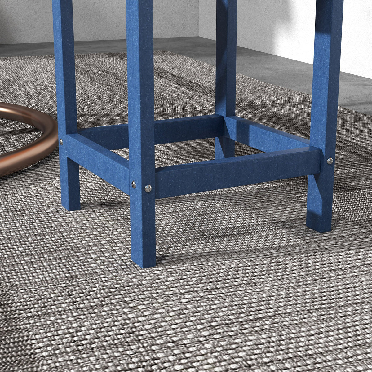 15" Patio Accent Table, Square Coffee Table for Indoor Outdoor, Blue