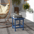 15" Patio Accent Table, Square Coffee Table for Indoor Outdoor, Blue
