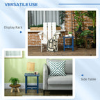 15" Patio Accent Table, Square Coffee Table for Indoor Outdoor, Blue