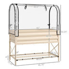 Metal Elevated Garden Bed with Cover & Bottom Shelf for Backyard, 41.75" x 21.25" x 53.25", Cream