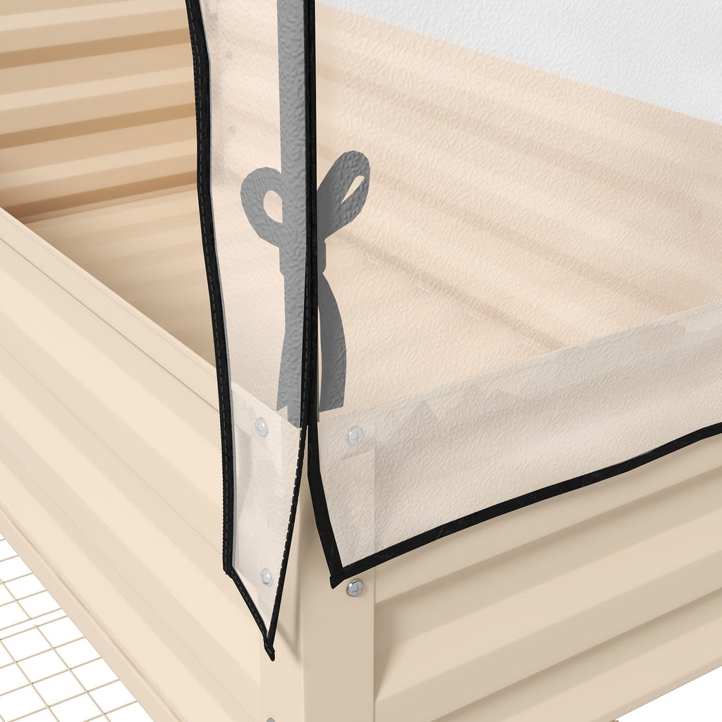 Metal Elevated Garden Bed with Cover & Bottom Shelf for Backyard, 41.75" x 21.25" x 53.25", Cream