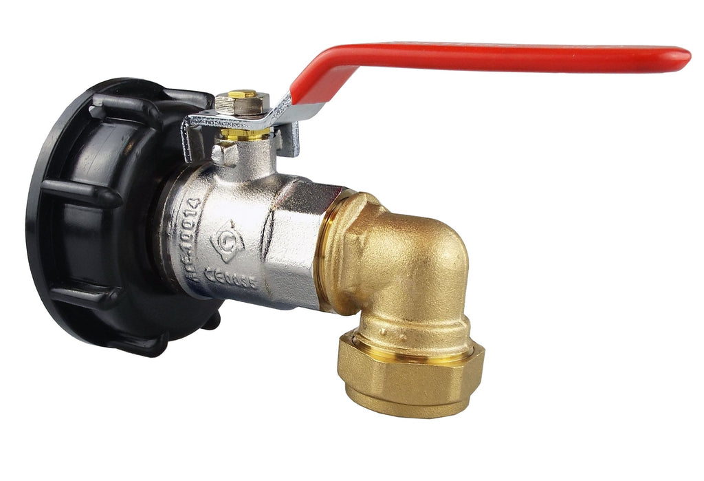 IBC 2” S60X6 Cap with Lever Valve and Brass Compression Elbow ¾” BSP – 22mm