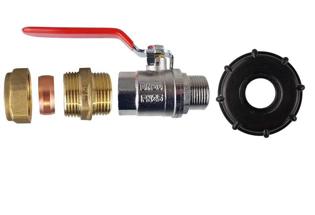 IBC 2” S60X6 Cap with Lever Valve and Brass Compression Straight ¾” BSP – 22mm