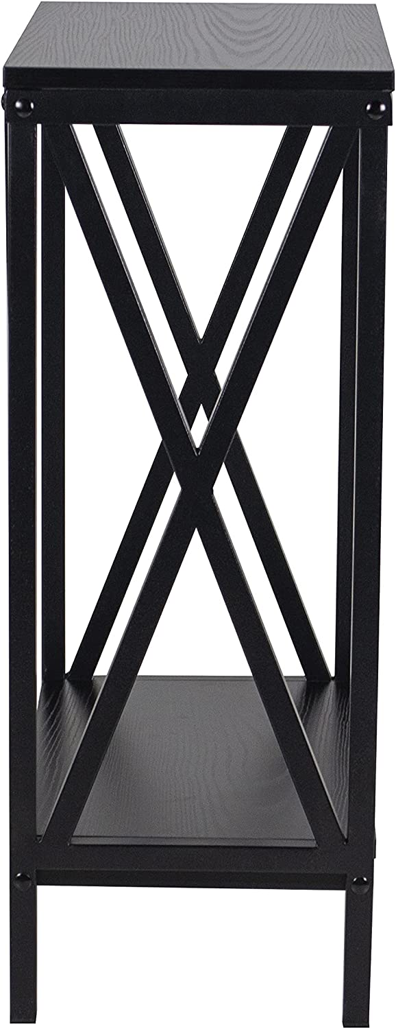 Aquatic Fundamentals 20 Gallon Black Steel X-Frame Aquarium Stand with lower shelf