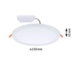 Areo VariFit Round LED Recessed Panel 230mm Warm White - White