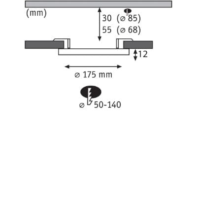 Areo VariFit Round LED Recessed Panel 175mm Neutral White Dimmable - Black