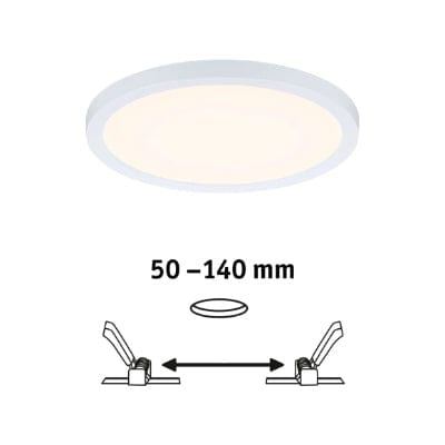 Areo VariFit Round LED Recessed Panel 175mm Warm White Dimmable - White
