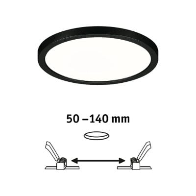 Areo VariFit Round LED Recessed Panel 175mm Neutral White Dimmable - Black