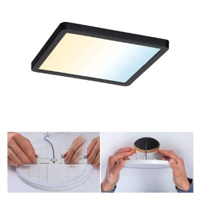 Areo VariFit Square LED Recessed Panel Smart Home Zigbee 230x230mm Tunable White - Black