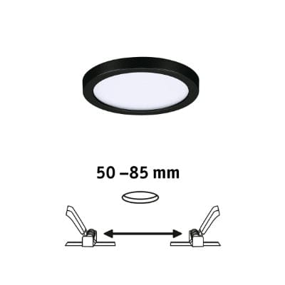 Areo VariFit Round LED Recessed Panel  118mm Warm White - Black