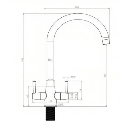 Lusso Twin Lever Kitchen Tap - All Colours