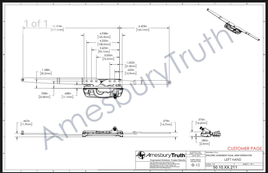 101 Amesbury Truth Maxim DLX Casement Dual Arm Sill Mount Operator