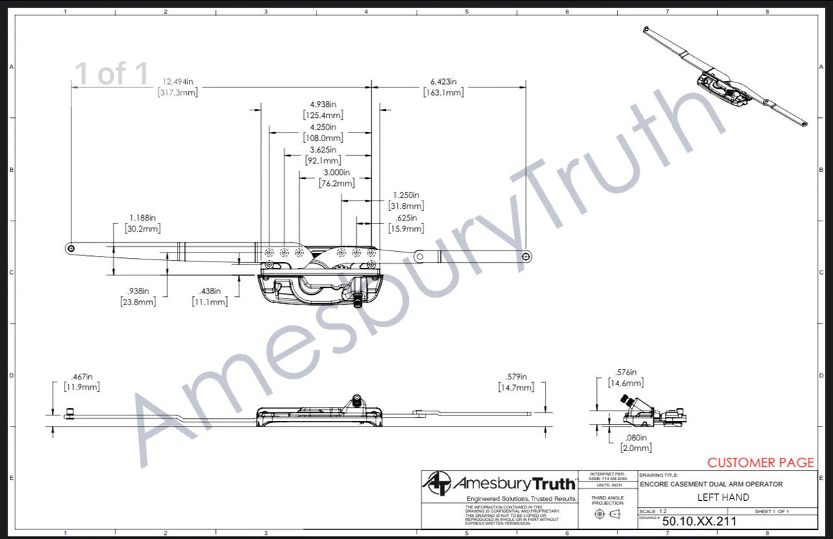 101 Amesbury Truth Maxim DLX Casement Dual Arm Sill Mount Operator