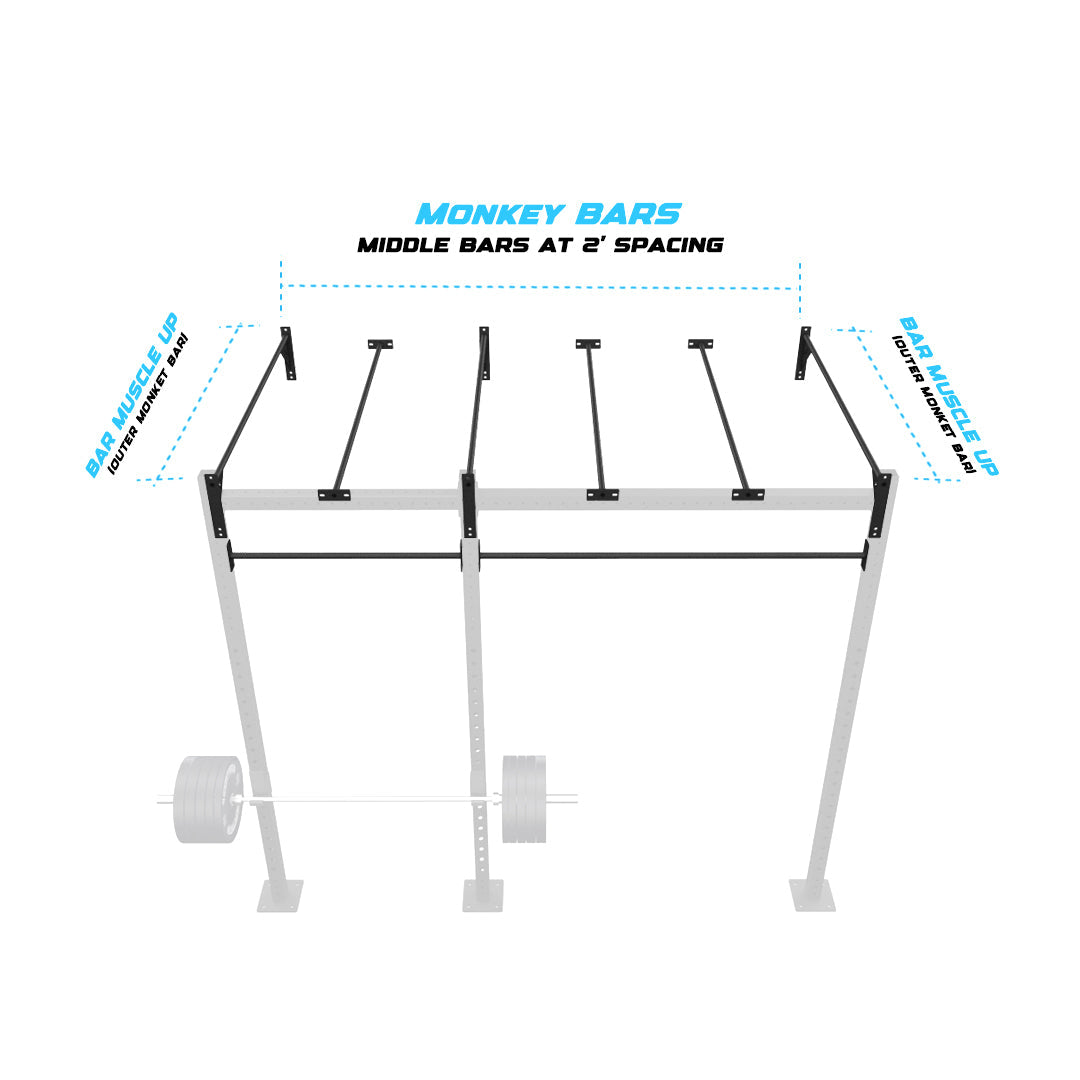 10' Wall-Mount Builder® Rig: Intermediate 1 w/ 2' Monkey Bar Spacing