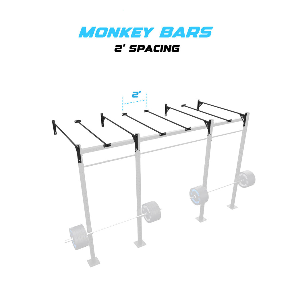 14' Wall-Mount Builder® Rig: Intermediate 1 w/ 2' Monkey Bar Spacing