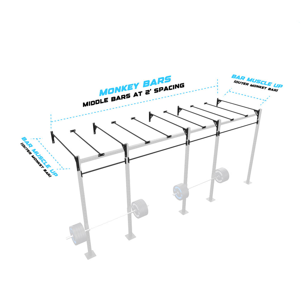 20' Wall-Mount Builder® Rig: Intermediate 1 w/ 2' Monkey Bar Spacing
