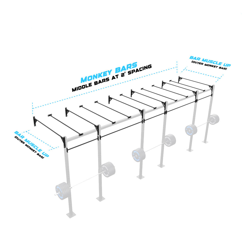 24' Wall-Mount Builder® Rig: Intermediate 1 w/ 2' Monkey Bar Spacing