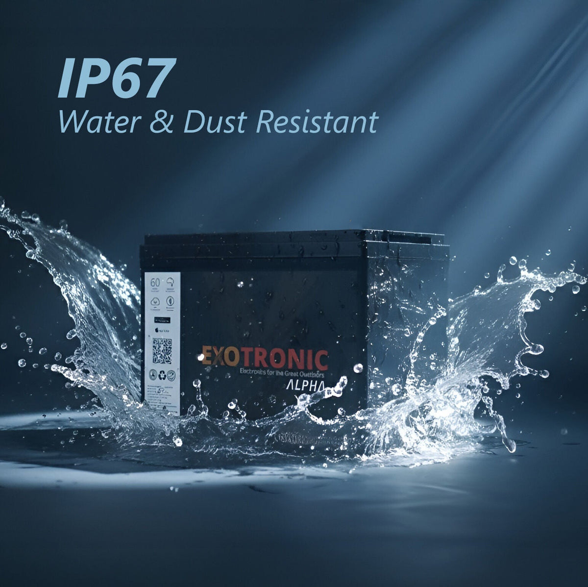 Exotronic 12V 20Ah Alpha IP67 Smart Bluetooth Lithium Battery