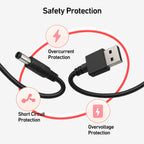 DeerRun® Bike Extension Cord, 10 ft, 5V 2A, with Adapter