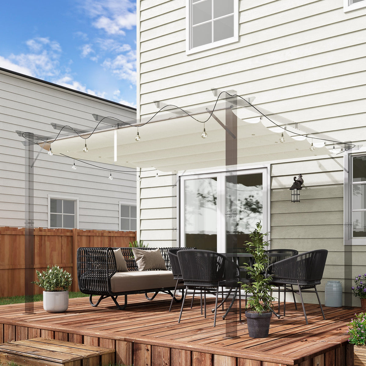 Retractable Replacement Pergola Canopy for 10' x 10' Pergola, White