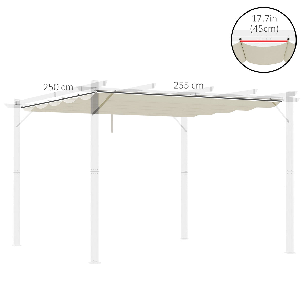 Retractable Replacement Pergola Canopy for 10' x 10' Pergola, White