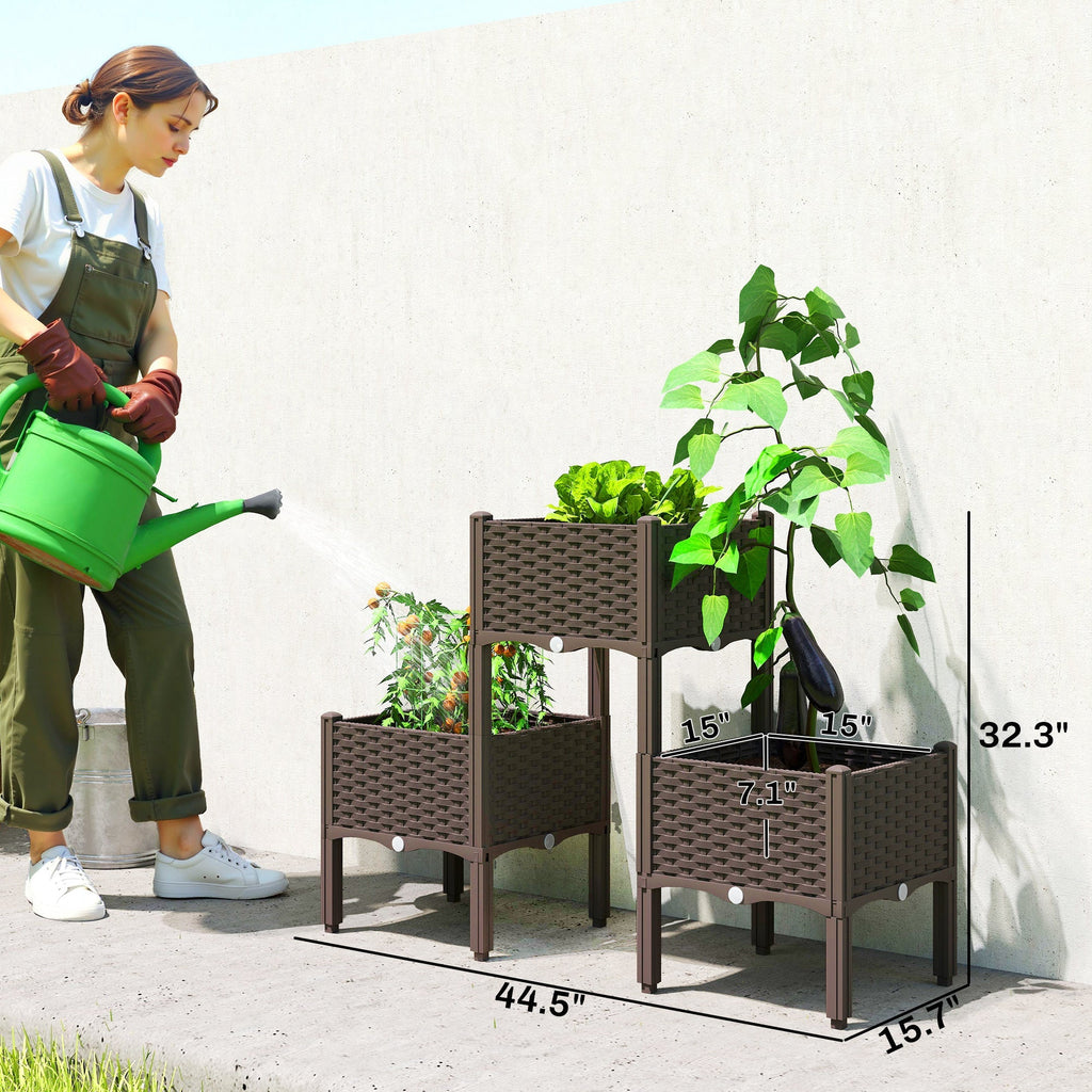 Self-Watering Plastic Raised Garden Bed with Legs