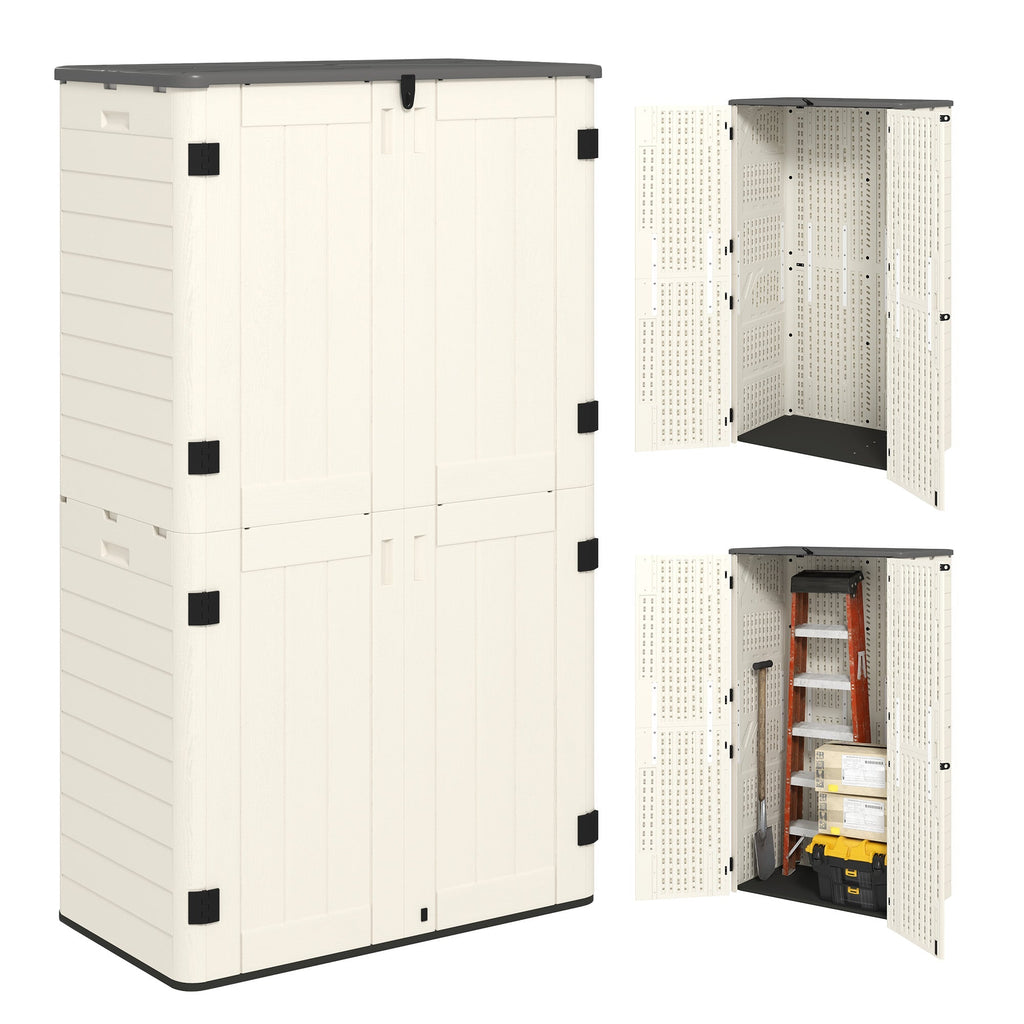 368 Gallon Waterproof Deck Box with Openable Top & Lockable Doors