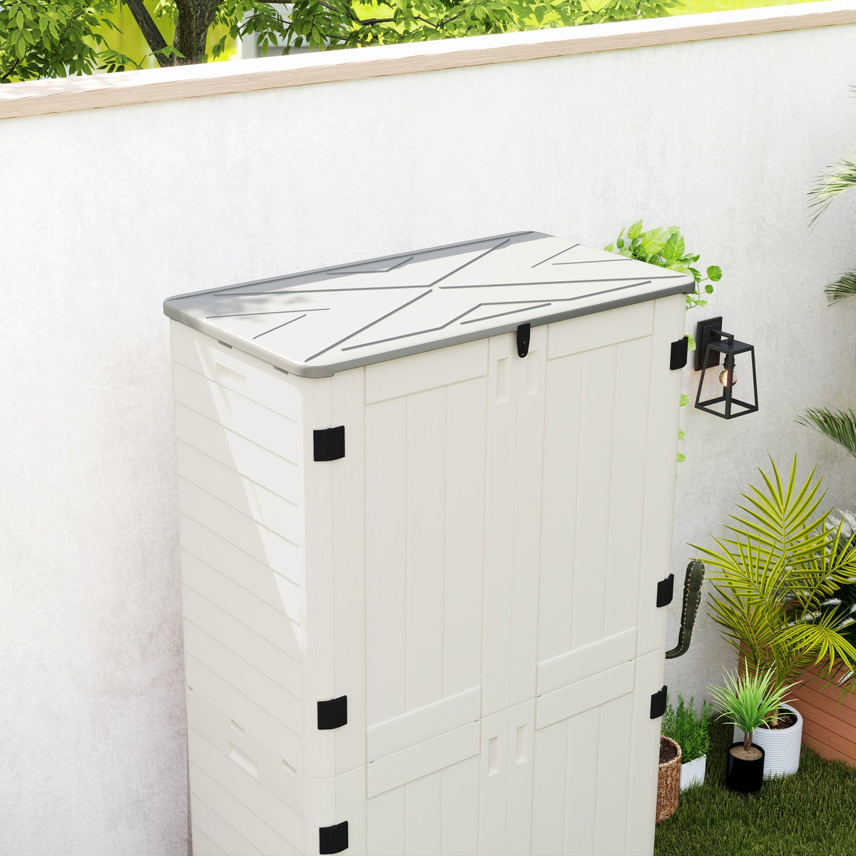 368 Gallon Waterproof Deck Box with Openable Top & Lockable Doors