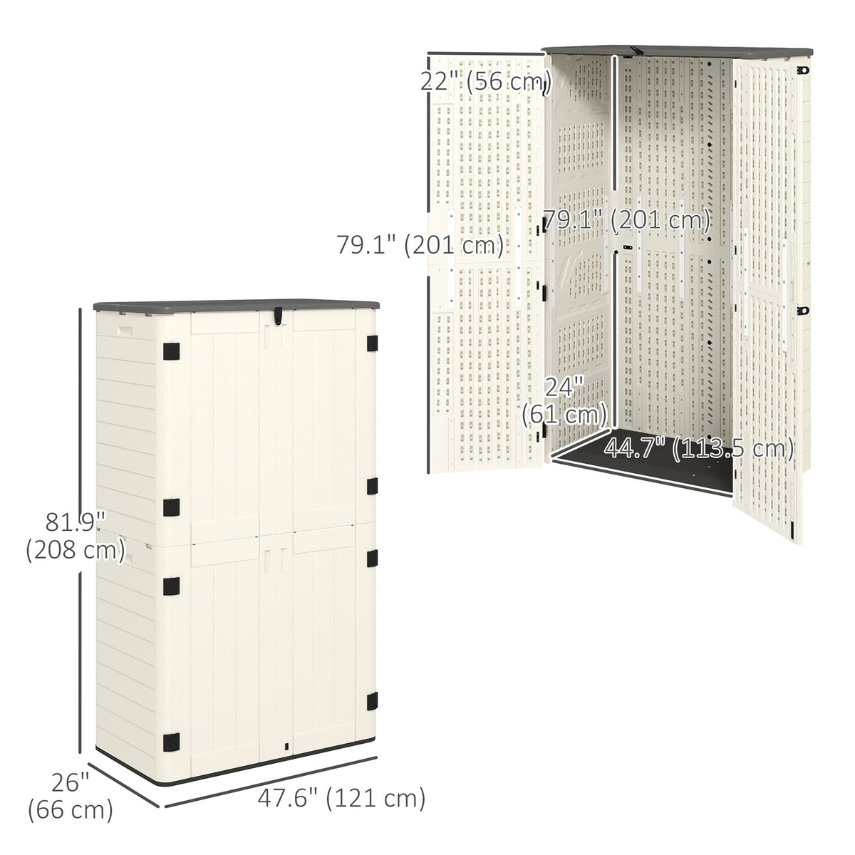 368 Gallon Waterproof Deck Box with Openable Top & Lockable Doors