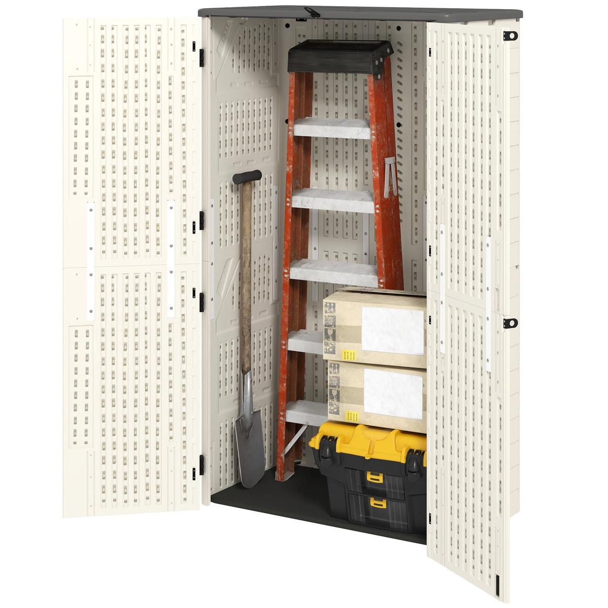 368 Gallon Waterproof Deck Box with Openable Top & Lockable Doors