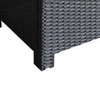 Rectangular Rattan Coffee Table with Tempered Glass Top for Garden, Patio, Black