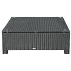 Rectangular Rattan Coffee Table with Tempered Glass Top for Garden, Patio, Black