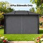 10' x 12' Gazebo Sidewall Set with 4 Panels and Hooks, Grey