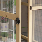 6.5' x 4' x 6.7' Outdoor Greenhouse with Wood Frame, Automatic Temperature Window and Lockable Door