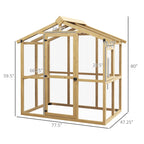6.5' x 4' x 6.7' Outdoor Greenhouse with Wood Frame, Automatic Temperature Window and Lockable Door