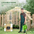 6.5' x 4' x 6.7' Outdoor Greenhouse with Wood Frame, Automatic Temperature Window and Lockable Door