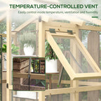 6.5' x 4' x 6.7' Outdoor Greenhouse with Wood Frame, Automatic Temperature Window and Lockable Door